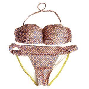 Koral Swimwear Multicolor Halter Bandeau 2-Piece Bikini Set M/L